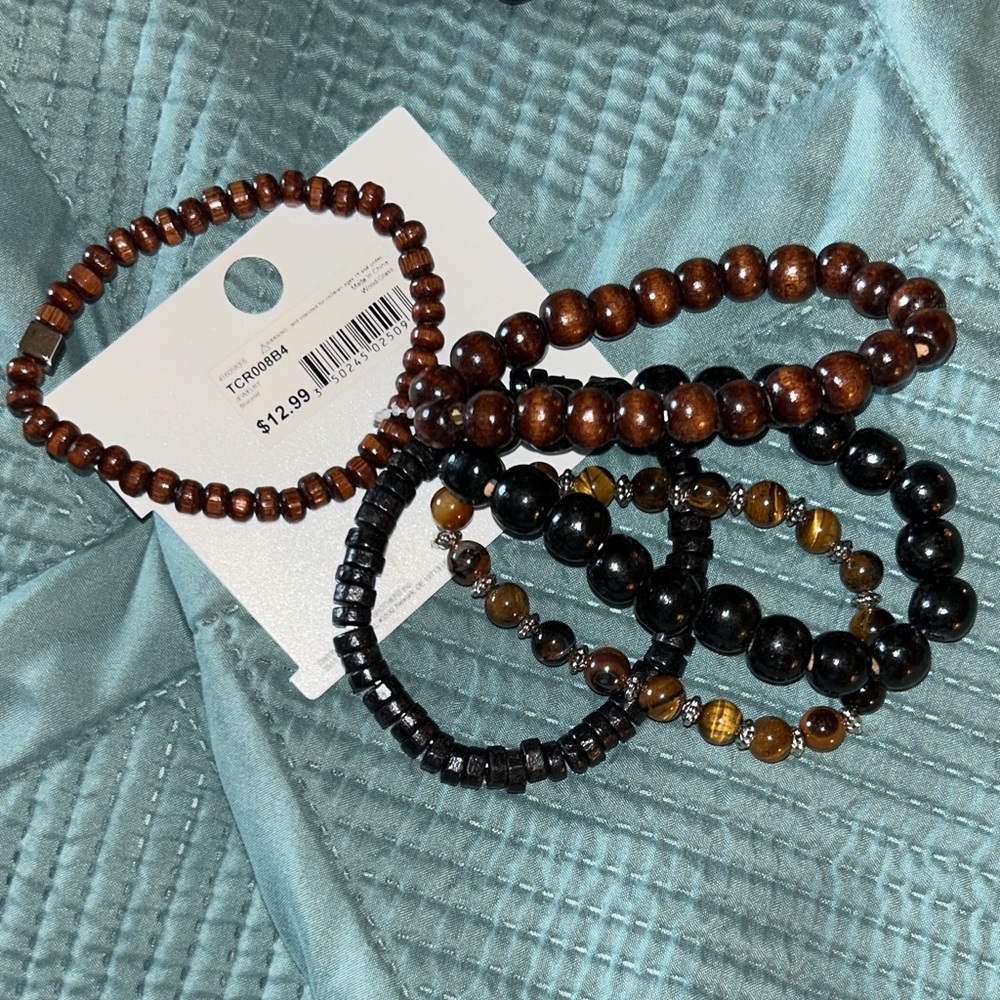 Kaneore Brown and Black Beaded Bracelet set of 5